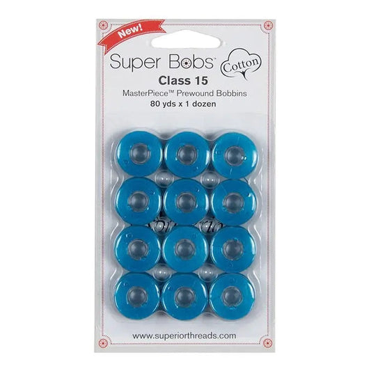 Super Bobs Cotton #142 Aquarius (Class 15) 12 pack pre-wound bobbins
