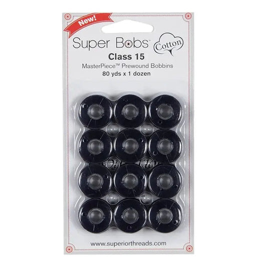 Super Bobs Cotton #174 Indigo (Class 15) 12 pack pre-wound bobbins