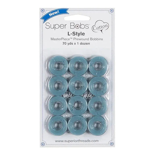 Super Bobs Cotton #178 Poolside (L-Style) 12 pack pre-wound bobbins.