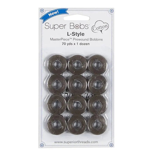 Super Bobs Cotton #181 Nightscape (L-Style) 12 pack pre-wound bobbins.