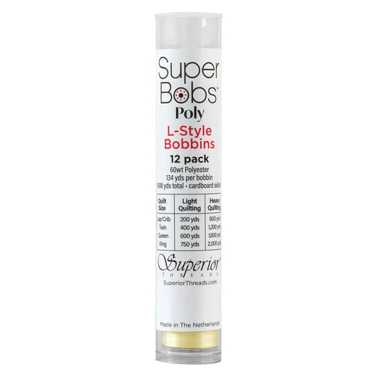 Super Bobs Poly Rainbow (L-Style) 12 pack pre-wound bobbins.