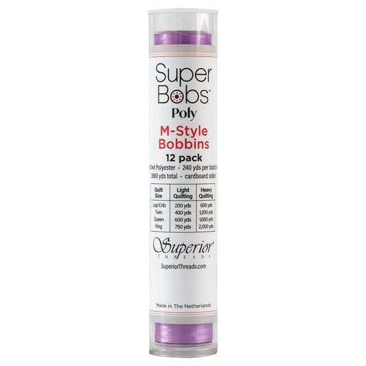 Super Bobs Poly #607 Light Purple (M-Style) 12 pack pre-wound bobbins