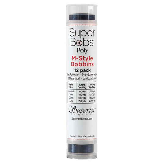 Super Bobs Poly #609 Dark Blue (M-Style) 12 pack pre-wound bobbins