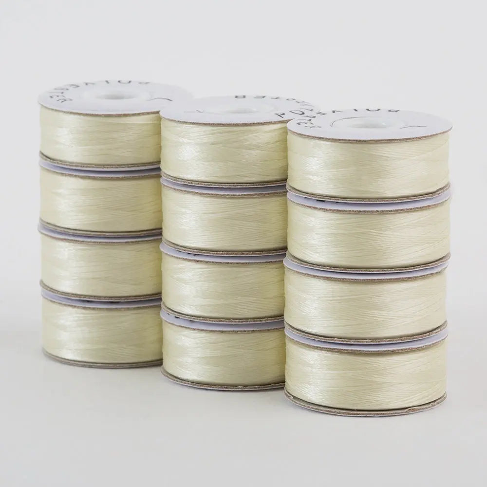 Super Bobs Poly #651 Ivory (L-Style) 72 pack pre-wound bobbins.