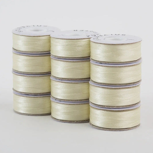 Super Bobs Poly #651 Ivory (L-Style) 72 pack pre-wound bobbins.