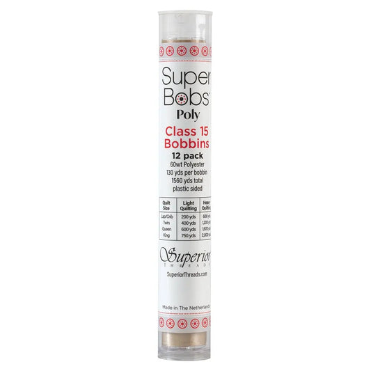 Super Bobs Poly #652 Statue (Class 15) 12 pack pre-wound bobbins.