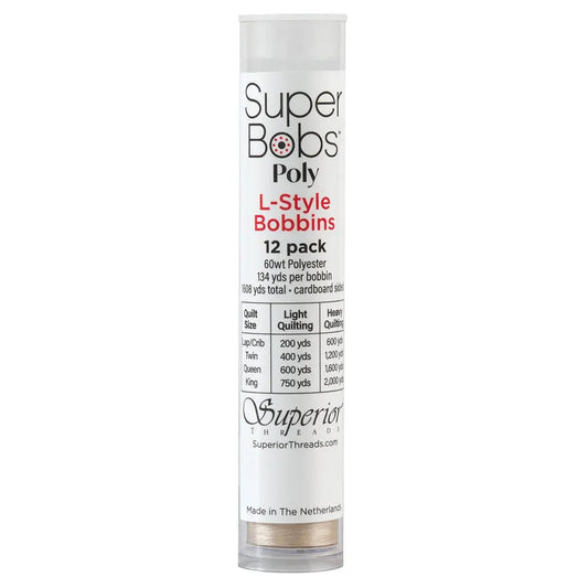 Super Bobs Poly #652 Statue (L-Style) 12 pack pre-wound bobbins.