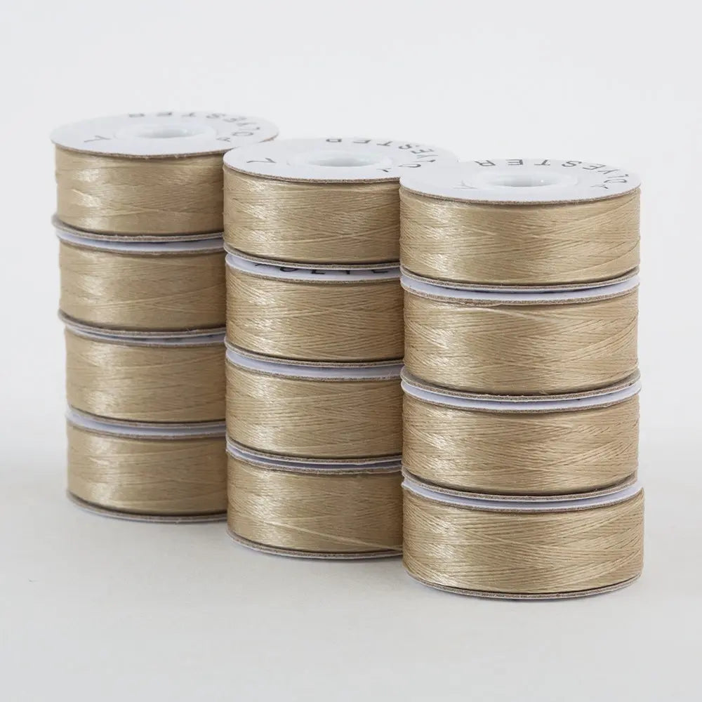 Super Bobs Poly #653 Beach (L-Style) 72 pack pre-wound bobbins.