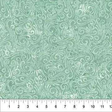 Swirls II Mint Green Cotton Wideback Fabric per yard