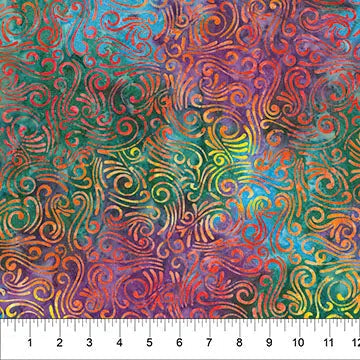 Swirls II Multi Rainbow Cotton Wideback Fabric per yard