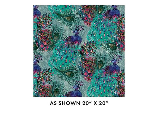 Teal/Multi Affinity Peacock Cotton 44"/45" Fabric Per Yard