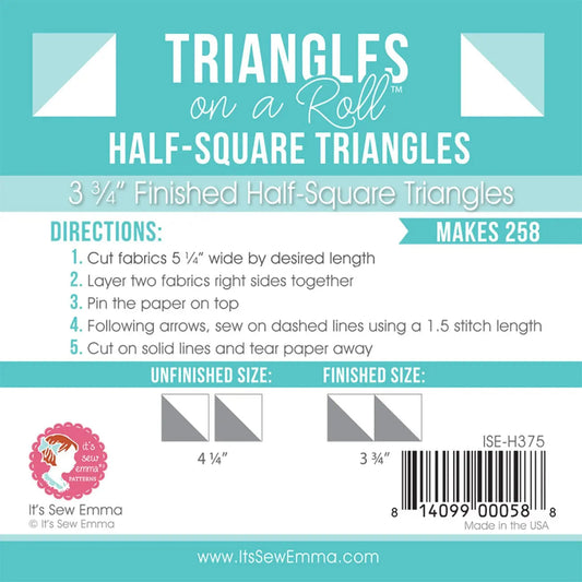 Triangles on a Roll 3-3/4in Finished Half-Square Triangles