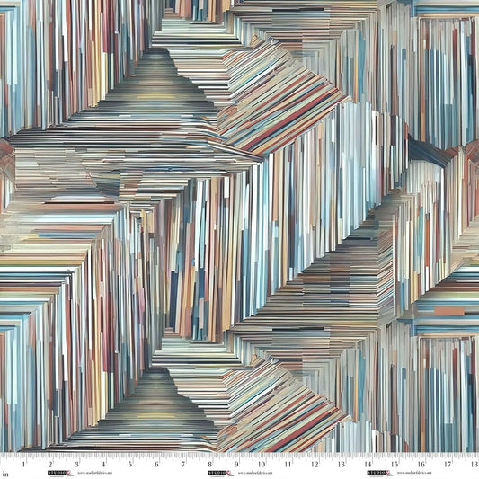 Turquoise Slats Out of the Woodwork Cotton 44"/45" Fabric Per Yard