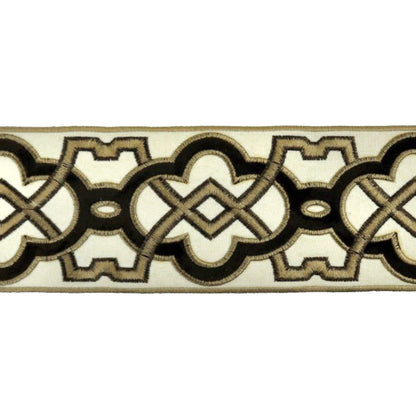 Velvet Embossed Decorative Trim Tape - 3 1/2" Width (25 Yard Roll) - BR-7337-06 Brown/Taupe