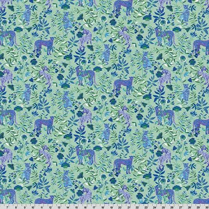 Wanderlust Big Cats Quilting Cuddle Blue Fabric per yard