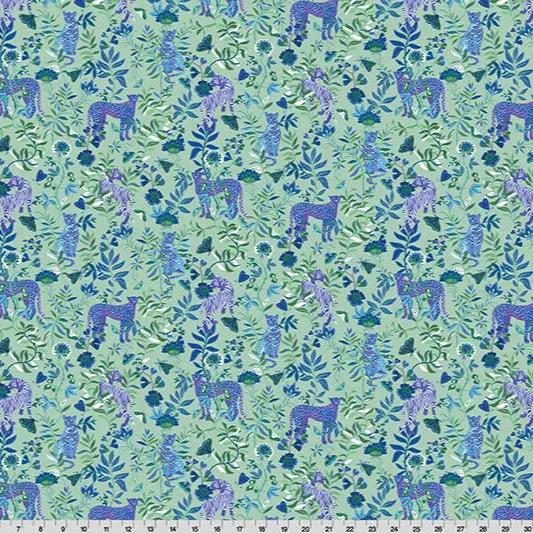Wanderlust Big Cats Quilting Cuddle Blue Fabric per yard