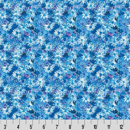 Wanderlust Daisies Quilting Cuddle Blue Fabric per yard