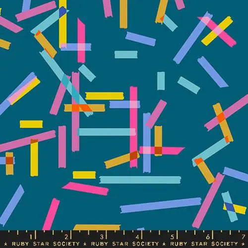Washi Plus Teal Novelty Tape 43"/44" Fabric Per Yard