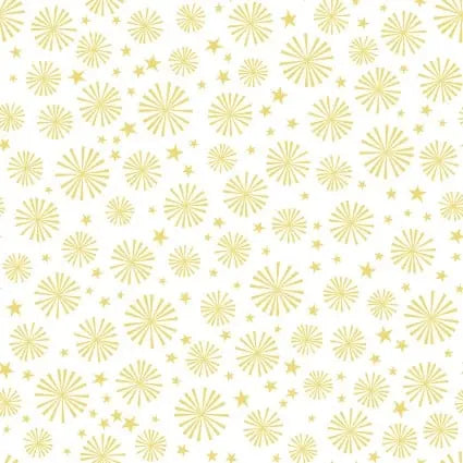 White And Gold Sparklers Cotton 43"/44" Fabric Per Yard
