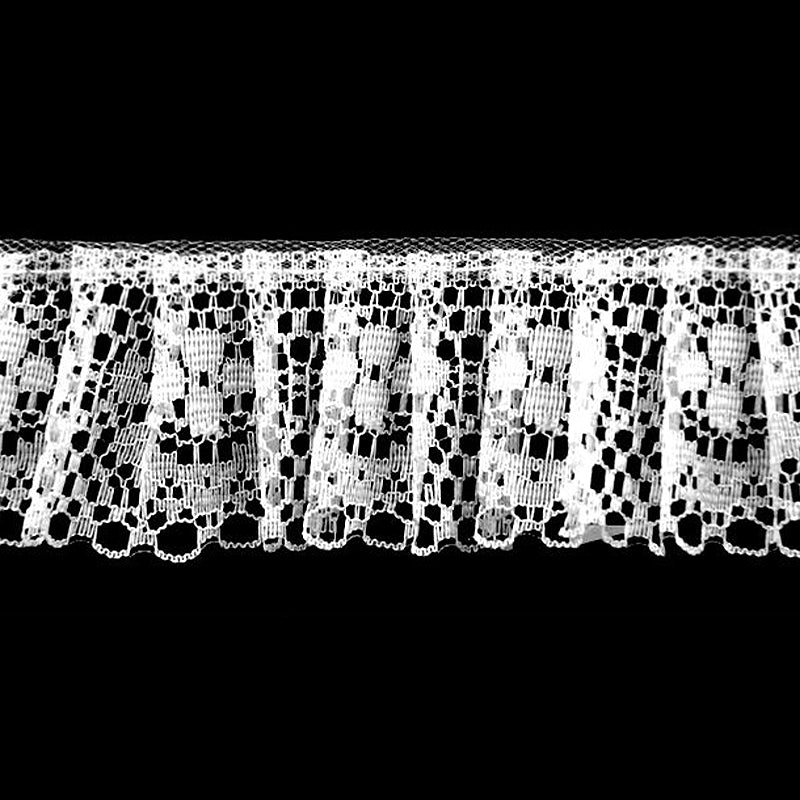 White Gathered Lace - 1 1/2" Width (40 Yard Roll) - BL-8002