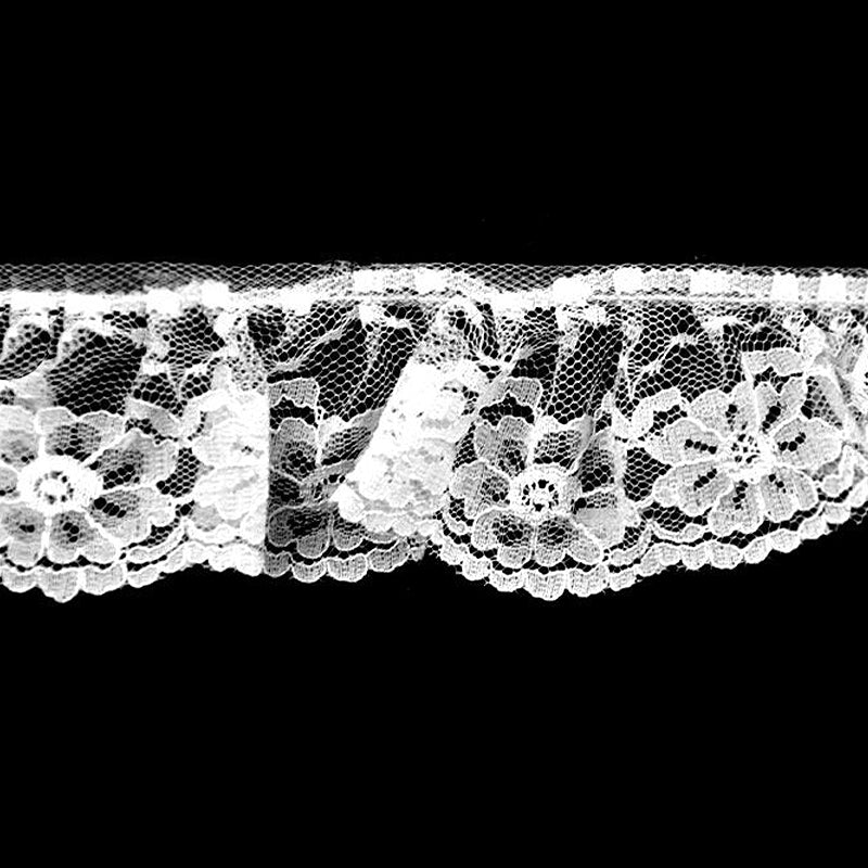 White Gathered Lace - 1 3/4" Width (40 Yard Roll) - BL-8016
