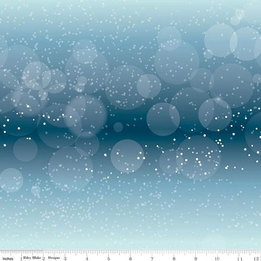 Winter Magic Flurries Blue Cotton Wideback Fabric per yard