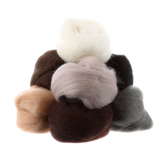 Wool Roving 8 15in pcs Neutrals