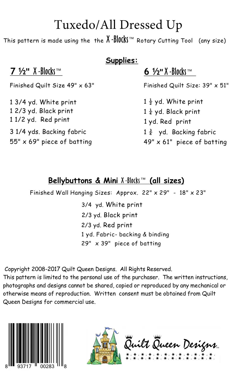 X-Block Tuxedo Pattern