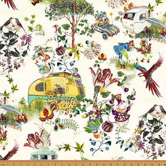 Cream Campers Mousing Around  43"/44" Fabric Per Yard