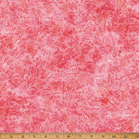 Guava Floral Soiree 43"/44" Fabric Per Yard