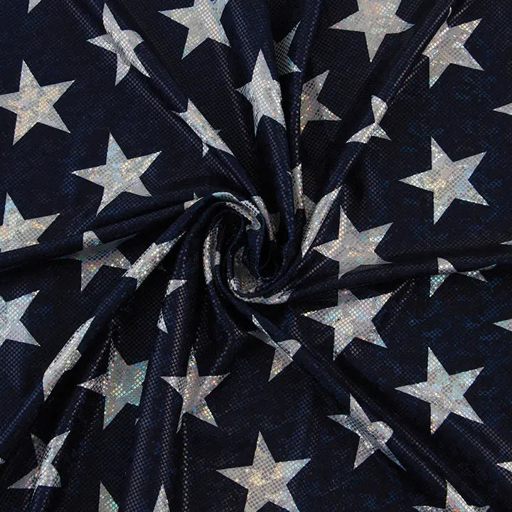 Yaya Han 4 Way Silver Star 57" Navy Fabric Per Yard