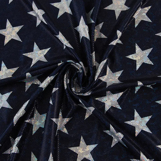 Yaya Han 4 Way Silver Star 57" Navy Fabric Per Yard