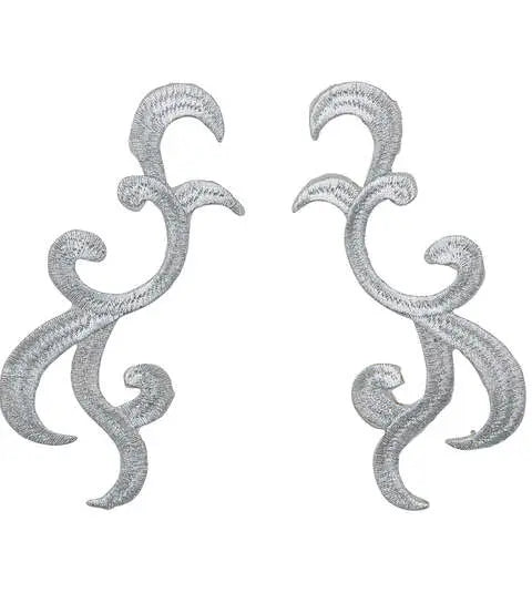 Yaya Han Cosplay 2 pk Iron on Swirl Appliques Silver