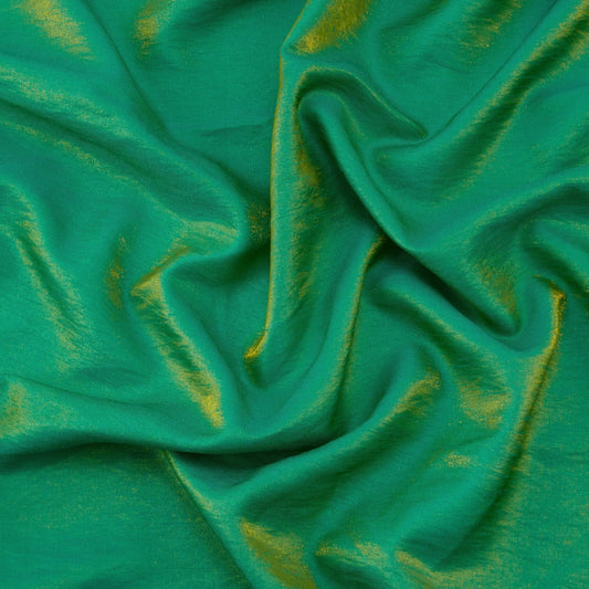 Yaya Han Dual Fantasy Dupioni 54" Emerald Gold Fabric Per Yard