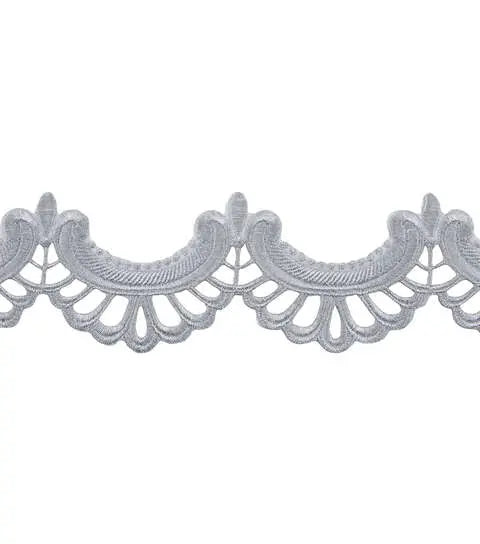 Yaya Han Iron-On Scallop Trim Silver - Per Yard