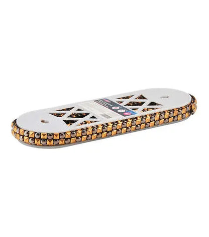 Yaya Han Iron on 2 row Studded Trim 0.63'' Gold & Pewter - Per Yard