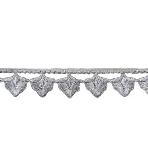 Yaya Han Iron on Acorn Trim 1" Silver - Per Yard