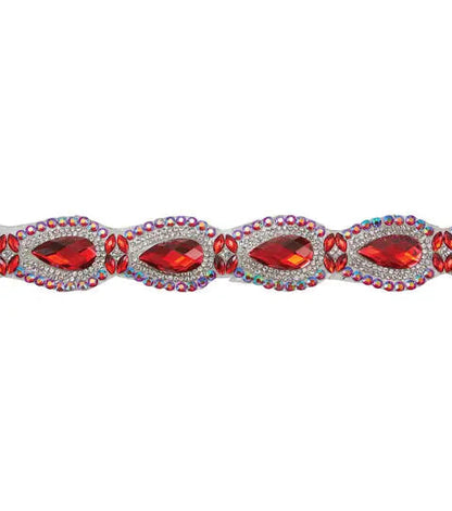 Yaya Han Iron on Crystal Princess Trim 0.56" Red - Per Yard