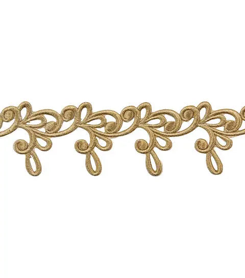 Yaya Han Iron on Milan Swirl Trim 2.31" Gold - Per Yard
