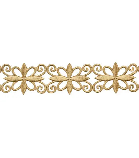 Yaya Han Iron on Verona Filigree Trim 2" Gold - Per Yard