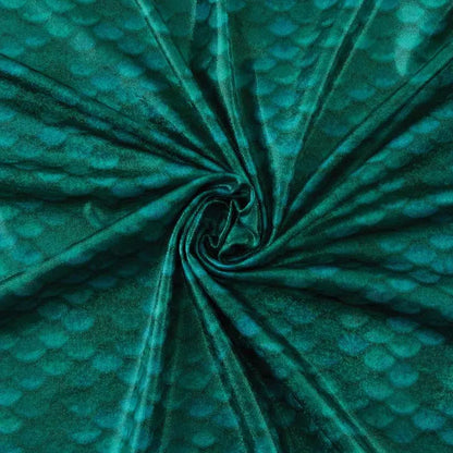 Yaya Han Mermaid Scales Holographic 57" Emerald Fabric Per Yard