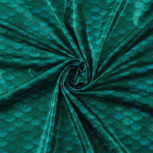 Yaya Han Mermaid Scales Holographic 57" Emerald Fabric Per Yard