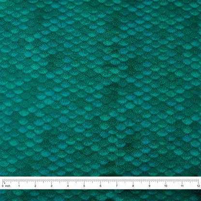 Yaya Han Mermaid Scales Holographic 57" Emerald Fabric Per Yard
