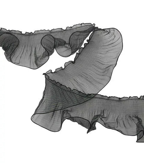 Yaya Han Sew On Mermaid Ruffle Black Iridescent Trim - Per Yard