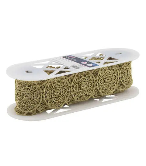 Yaya Han Sew-On Oval Ornate Lace Gold Trim - Per Yard