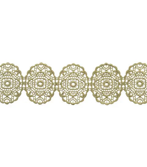 Yaya Han Sew-On Oval Ornate Lace Gold Trim - Per Yard