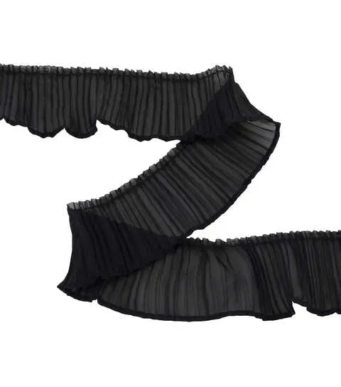 Yaya Han Sew On Pleated Black Trim - Per Yard
