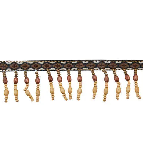 Yaya Han Sew on Andes Beaded Trim 1.81'' Natural - Per Yard