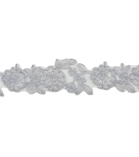 Yaya Han Sew on Fae Flower Trim 2.5" Silver - Per Yard