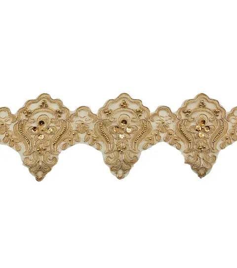 Yaya Han Sew on Fae Lace Trim with Beads 5" Gold - Per Yard